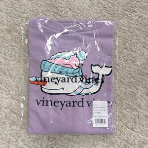NWT Vineyard Vines Girls Lilac Breeze Glitter Snowman Whale Long Sleeve T Size L